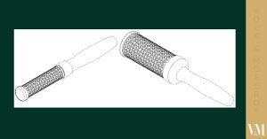 Machinery roller with textured surface, used for industrial applications.