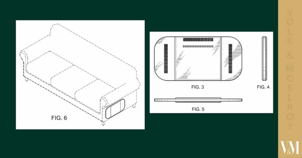 A detailed technical drawing of a modern sofa with adjustable features, showcasing different views and dimensions.
